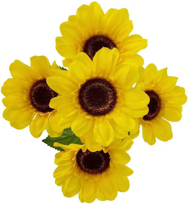 Alt view image 6 of 6 - (4 pack) Mainstays 12.5 in Indoor Artificial Sunflower Pick, Yellow Color.