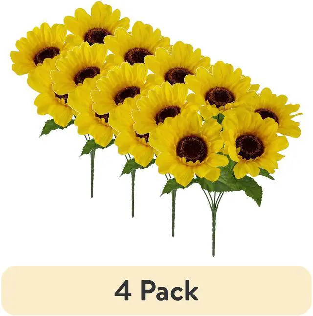 Main image of (4 pack) Mainstays 12.5 in Indoor Artificial Sunflower Pick, Yellow Color.