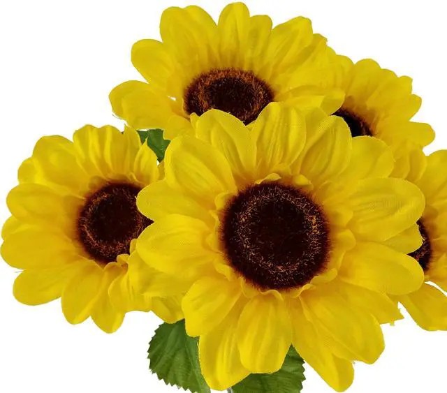 Alt view image 4 of 6 - (4 pack) Mainstays 12.5 in Indoor Artificial Sunflower Pick, Yellow Color.