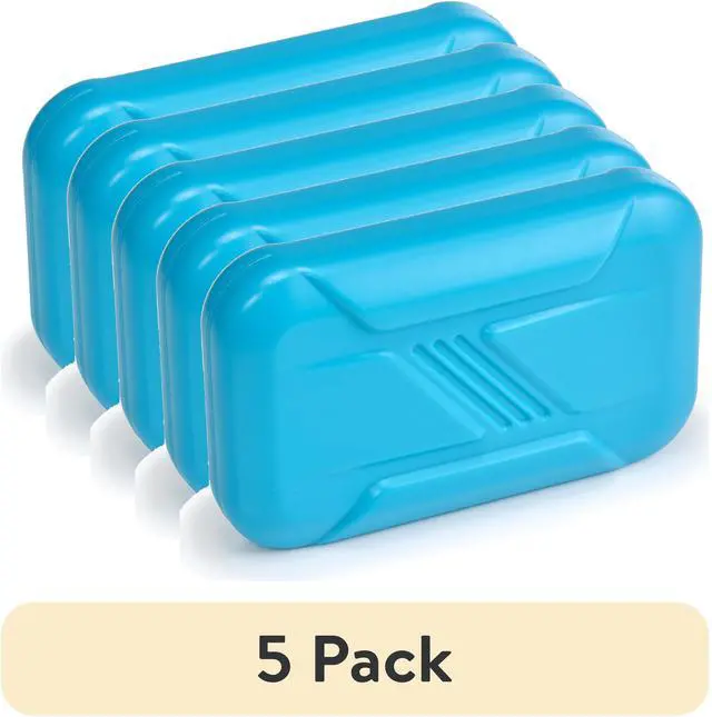Main image of (5 pack) Your Zone Kids Reusable Slim Ice Pack for Food Storage, Lunch Box Ice Pack, Lightweight, Neon Aqua