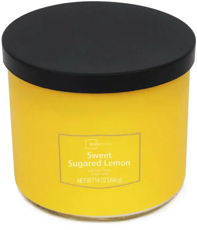 Main image of Mainstays 3-Wick Textured Wrap Sweet Sugared Lemon Candle, 14 Ounce