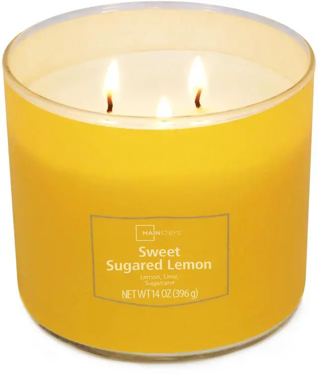 Alt view image 5 of 5 - Mainstays 3-Wick Textured Wrap Sweet Sugared Lemon Candle, 14 Ounce