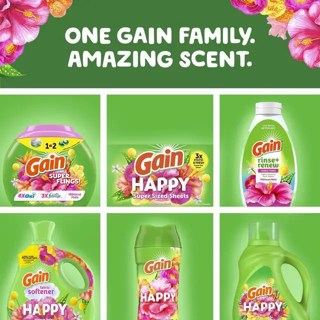 Alt view image 3 of 6 - Gain Liquid Laundry Detergent, Hibiscus Hula Scent, 88 fl oz, 61 Loads, HE
