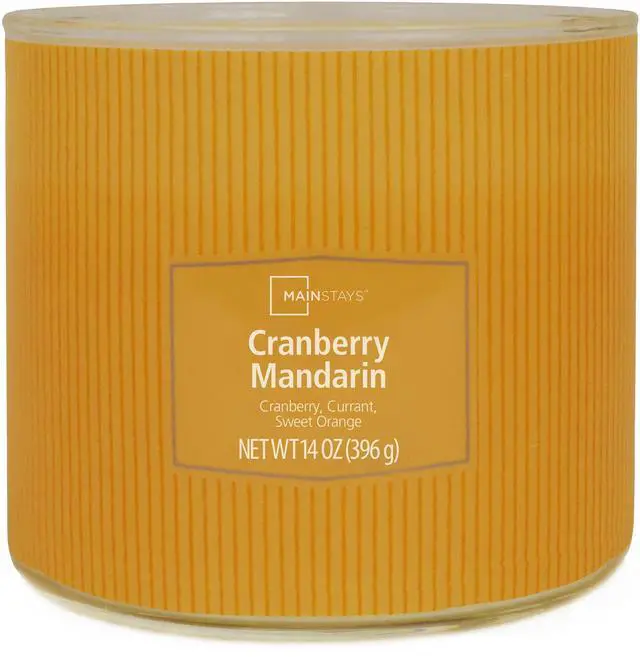 Alt view image 3 of 6 - Mainstays 3-Wick Cranberry Mandarin Scented Candle, Textured Wrapped Jar, 14 oz