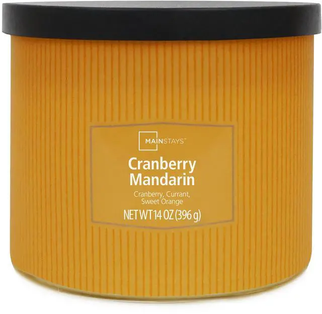 Alt view image 5 of 6 - Mainstays 3-Wick Cranberry Mandarin Scented Candle, Textured Wrapped Jar, 14 oz
