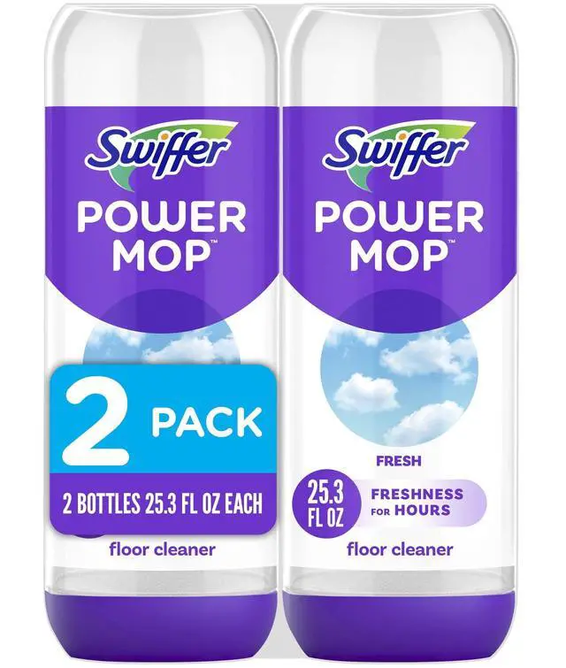 Main image of Swiffer Power Mop Refill Solution, Tile, Vinyl, Laminate, Wood, Floor Cleaner, Fresh, 50.6oz