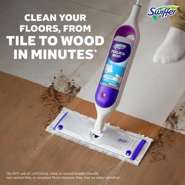 Alt view image 4 of 7 - Swiffer Power Mop Refill Solution, Tile, Vinyl, Laminate, Wood, Floor Cleaner, Fresh, 50.6oz
