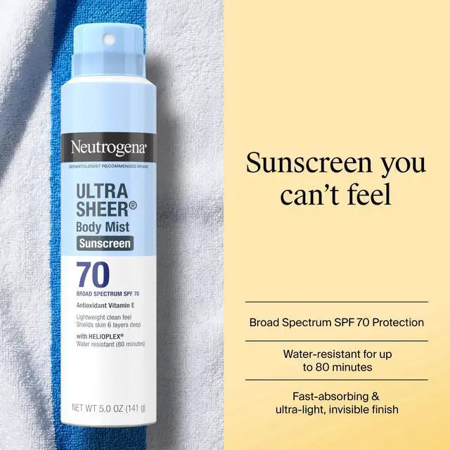Alt view image 3 of 6 - Neutrogena Ultra Sheer Dry-Touch Sunscreen Spray Broad Spectrum SPF 70, 5 oz