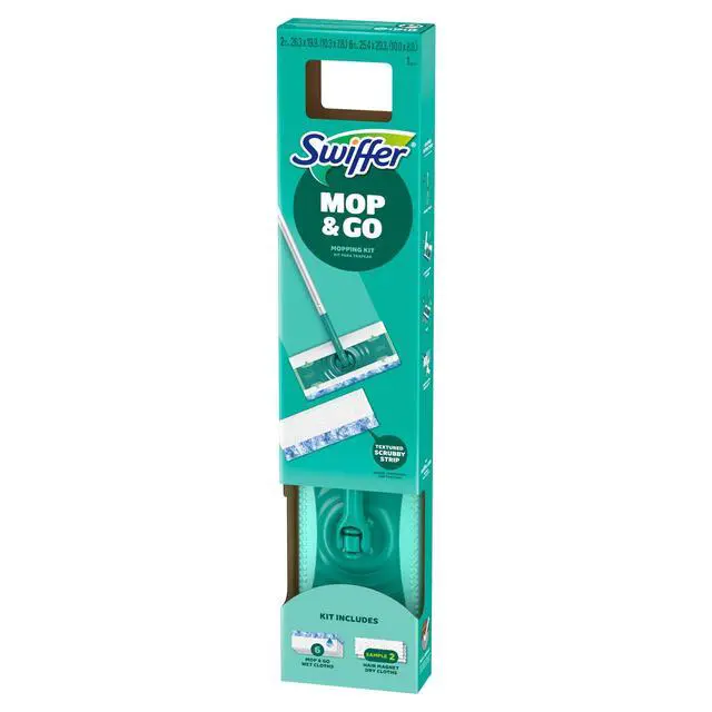 Alt view image 4 of 7 - Swiffer Mop & Go Starter Kit (1 Device, 6 Hair Magnet Dry Cloths, 2 Mop & Go Wet Cloths)