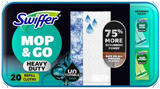 Main image of Swiffer Mop & Go Heavy Duty Wet Refills, Unstopables, 20 Count