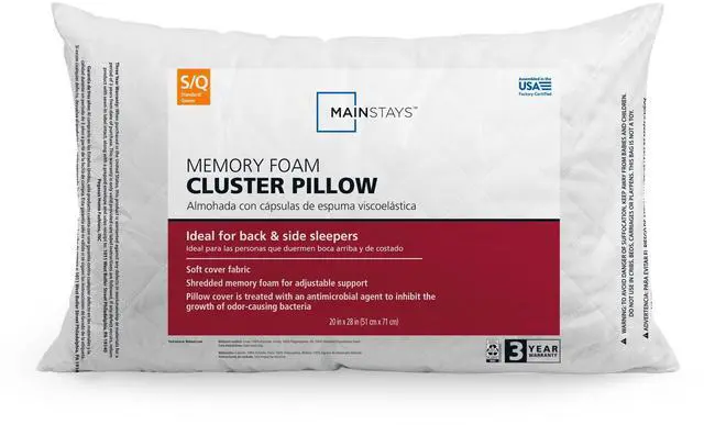 Main image of Mainstays Memory Foam Cluster Bed Pillow, Standard/Queen