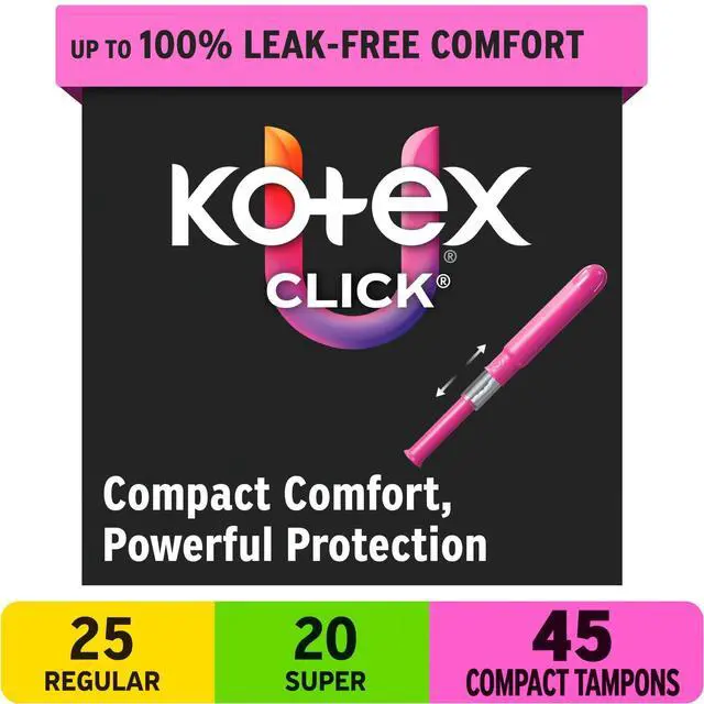 Main image of U by Kotex Click Compact Multipack Tampons, Regular/Super, Unscented, 45 Count