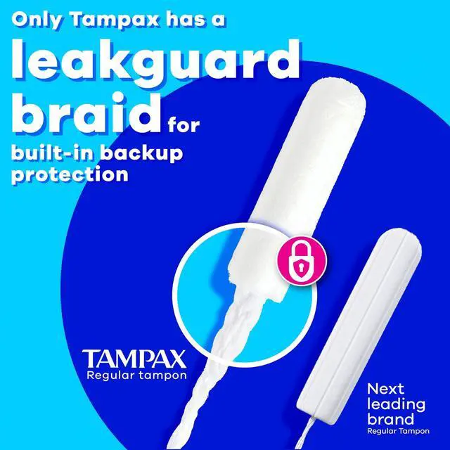 Alt view image 3 of 7 - Tampax Pearl Tampons Duo Multipack with LeakGuard Braid, Regular/Super Absorbency, 34 Count