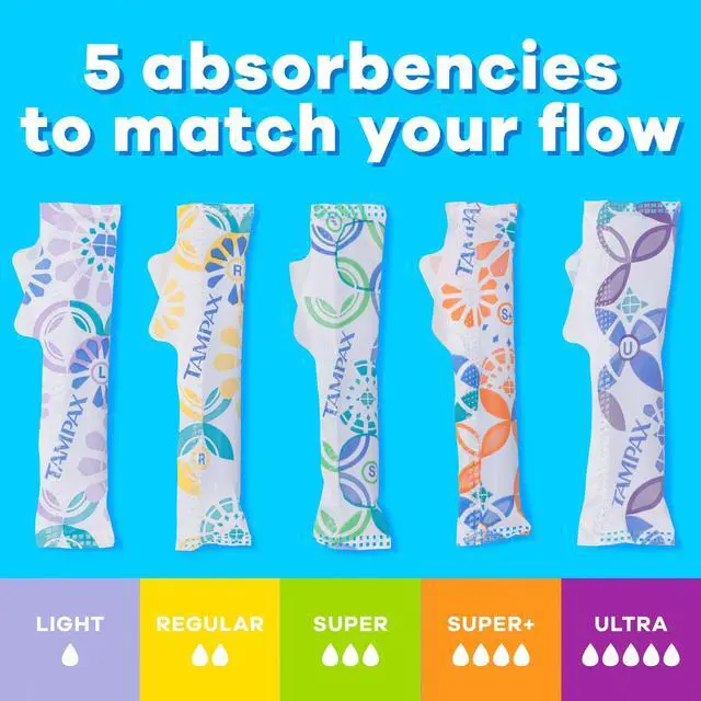 Alt view image 7 of 7 - Tampax Pearl Tampons Duo Multipack with LeakGuard Braid, Regular/Super Absorbency, 34 Count