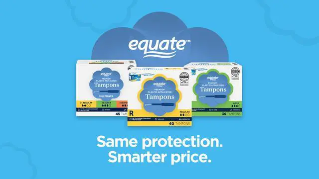 Alt view image 5 of 6 - Equate Tampons with Premium Plastic Applicators, Unscented, Light/Regular/Super, 36 Count