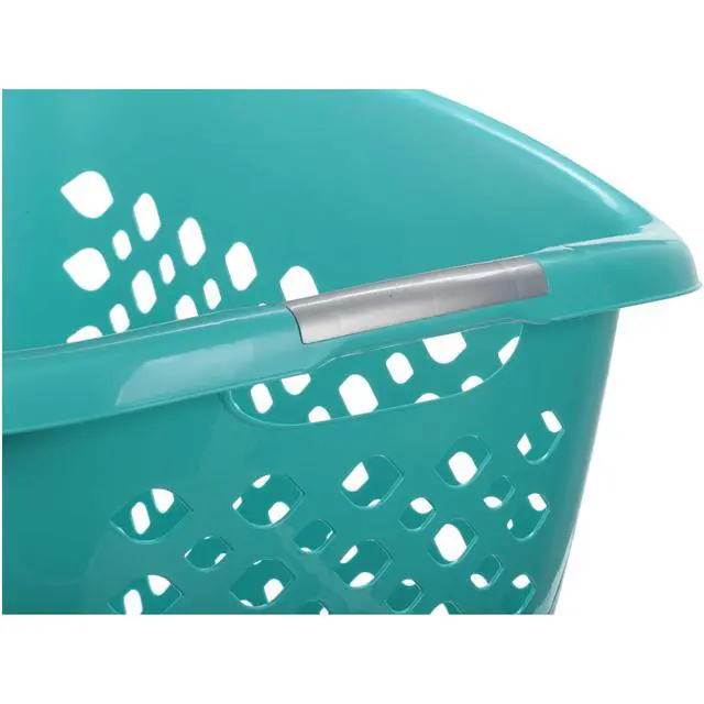 Alt view image 2 of 6 - Home Logic 1.8 Bushel Hip Grip Plastic Laundry Basket, Teal, Adult