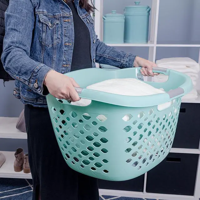 Alt view image 4 of 6 - Home Logic 1.8 Bushel Hip Grip Plastic Laundry Basket, Teal, Adult