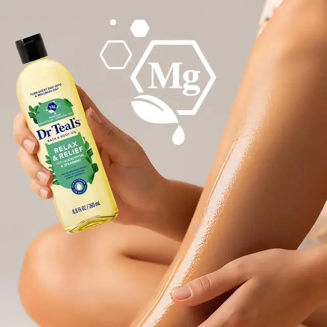 Alt view image 4 of 6 - Dr Teal's Relax & Relief Bath & Body Oil with Eucalyptus & Spearmint Essential Oils, 8.8 fl oz