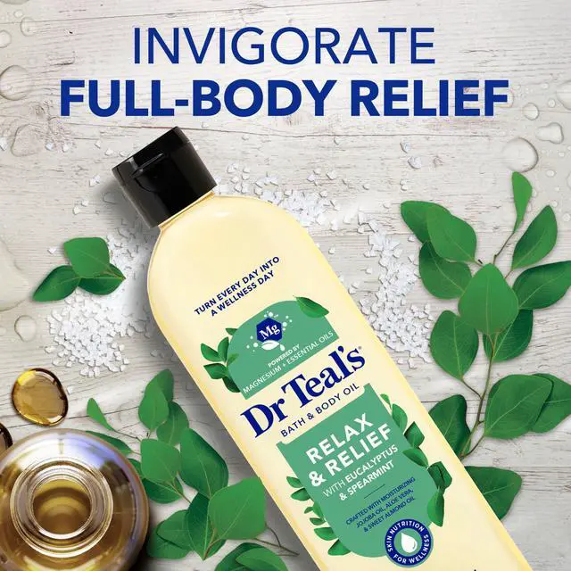 Alt view image 3 of 6 - Dr Teal's Relax & Relief Bath & Body Oil with Eucalyptus & Spearmint Essential Oils, 8.8 fl oz