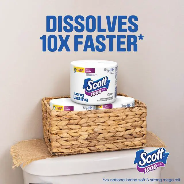 Alt view image 5 of 7 - Scott 1000 Toilet Paper, 12 Rolls, 1,000 Sheets per Roll