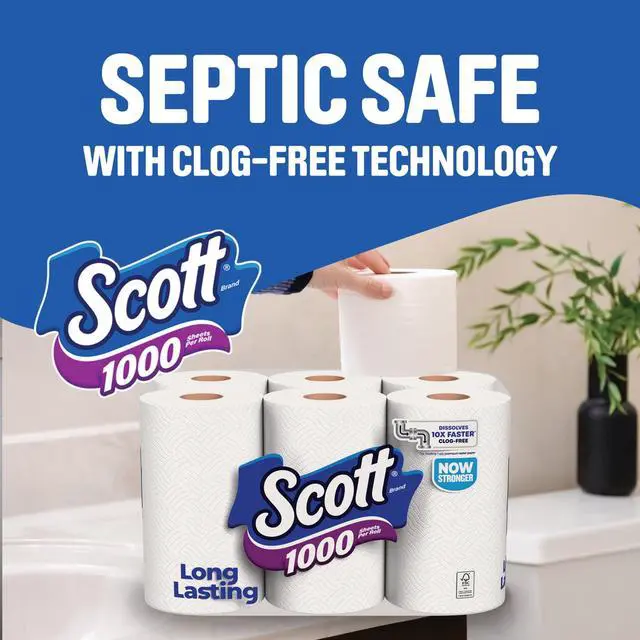 Main image of Scott 1000 Toilet Paper, 12 Rolls, 1,000 Sheets per Roll