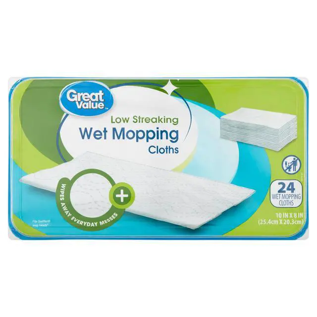 Alt view image 7 of 7 - Great Value Low Streaking Wet Mopping Cloths, 24 Count