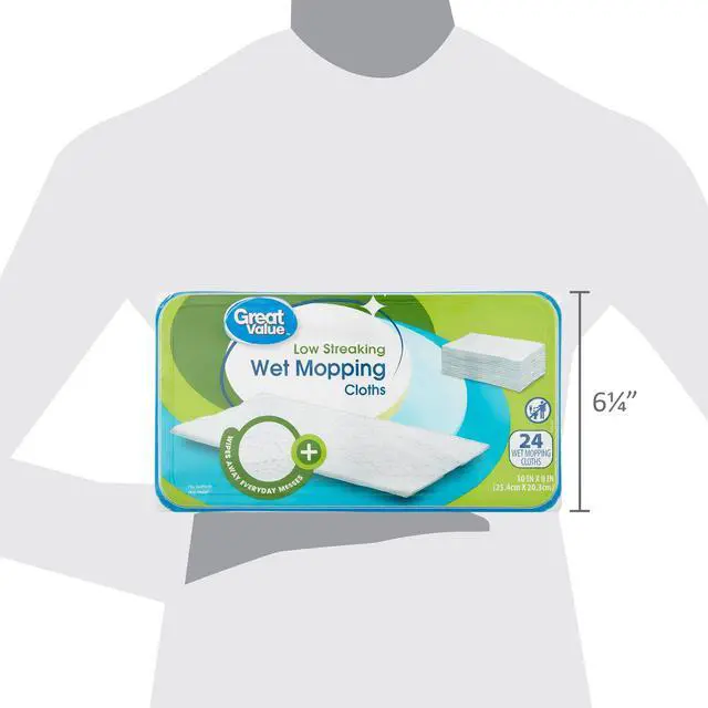 Alt view image 5 of 7 - Great Value Low Streaking Wet Mopping Cloths, 24 Count