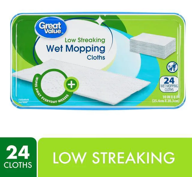 Main image of Great Value Low Streaking Wet Mopping Cloths, 24 Count