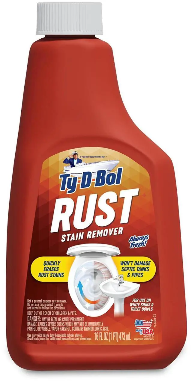 Main image of TyDBol Rust Stain Remover Liquid, NoScrub Toilet & Sink Cleaner, HeavyDuty Bathroom Rust Dissolver, Safe for Plumbing & Septic Systems, Household HardWater Stain Cleaning Solution