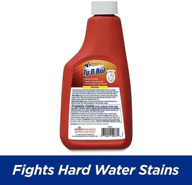 Alt view image 4 of 7 - TyDBol Rust Stain Remover Liquid, NoScrub Toilet & Sink Cleaner, HeavyDuty Bathroom Rust Dissolver, Safe for Plumbing & Septic Systems, Household HardWater Stain Cleaning Solution