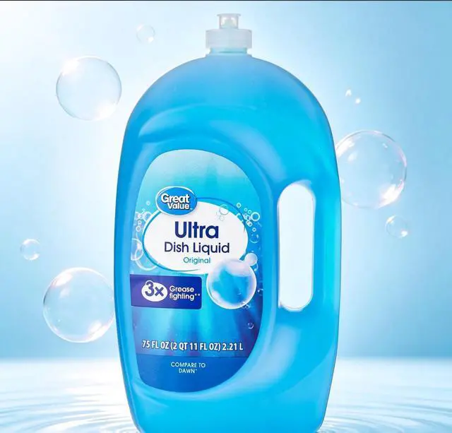 Alt view image 4 of 5 - Great Value Ultra Original Dish Liquid,75 fl oz,3X GreaseFighting Concentrated Dish Soap, EPA SaferChoice Certified, EasyGrip Handle, FreshScent DailyUse Dishwashing Detergent