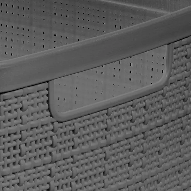 Alt view image 3 of 6 - Curver Jute Large Gray Plastic Decorative Storage Basket, 14 in x 11 in x 9 in