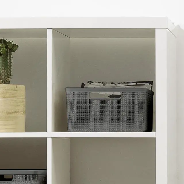 Alt view image 4 of 6 - Curver Jute Medium Gray Plastic Storage Basket, 14 in x 10.7 in x 5.7 in