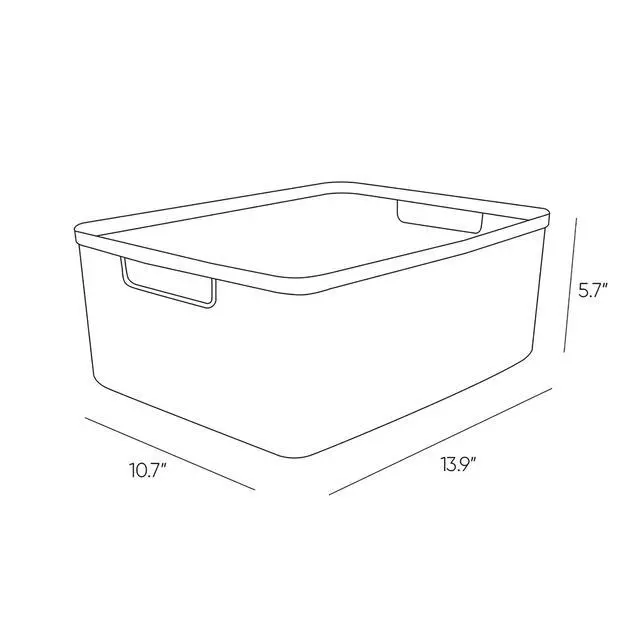 Alt view image 3 of 6 - Curver Jute Medium Gray Plastic Storage Basket, 14 in x 10.7 in x 5.7 in