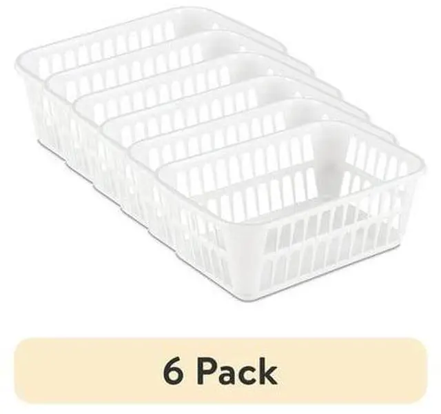 Alt view image 4 of 7 - (6 pack) Sterilite Storage Basket, Versatile Open Plastic Bin, White