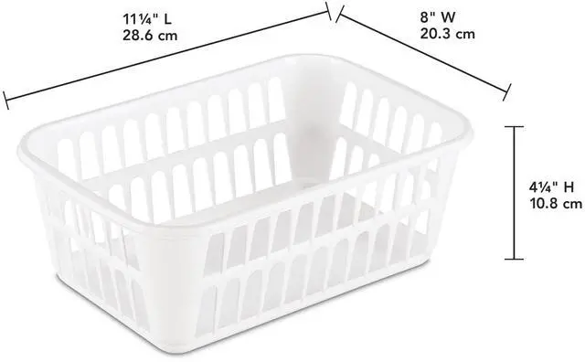 Alt view image 6 of 7 - (6 pack) Sterilite Storage Basket, Versatile Open Plastic Bin, White