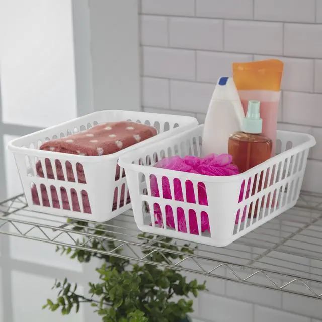 Alt view image 2 of 7 - (6 pack) Sterilite Storage Basket, Versatile Open Plastic Bin, White