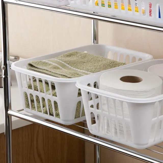 Alt view image 5 of 7 - (6 pack) Sterilite Storage Basket, Versatile Open Plastic Bin, White