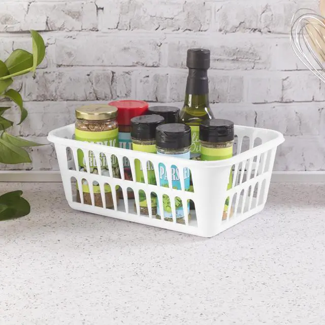 Alt view image 3 of 7 - (6 pack) Sterilite Storage Basket, Versatile Open Plastic Bin, White