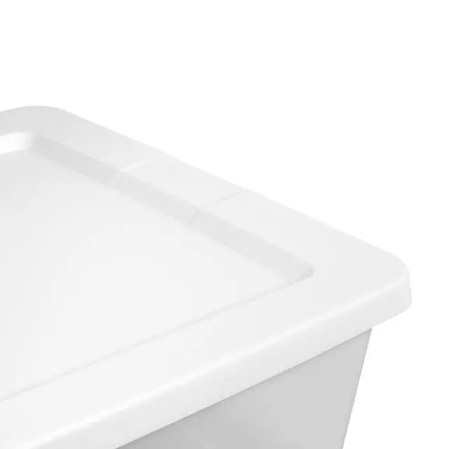 Alt view image 6 of 7 - Sterilite 41 Quart Medium Storage Bin, Clear Plastic Underbed Storage Container with Snap-On Lid, White
