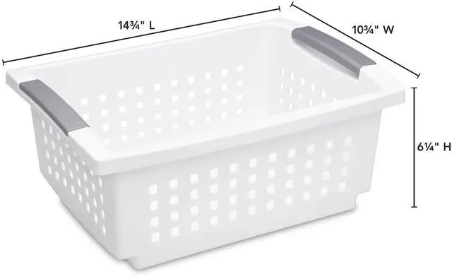 Main image of Sterilite Medium Stacking Basket, Open Plastic Bin, Space Saving Organizers, White