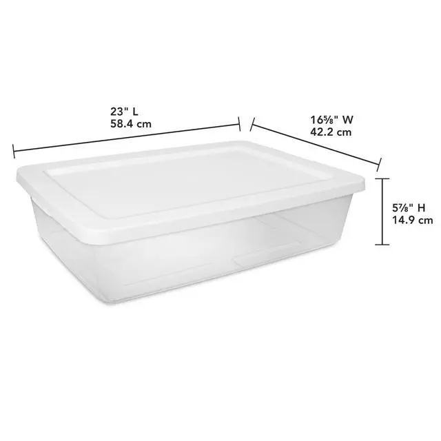 Alt view image 5 of 6 - Sterilite Set of (2) 28 Quart Storage Bins, Clear Plastic Storage Bin with Snap-on Lid, White
