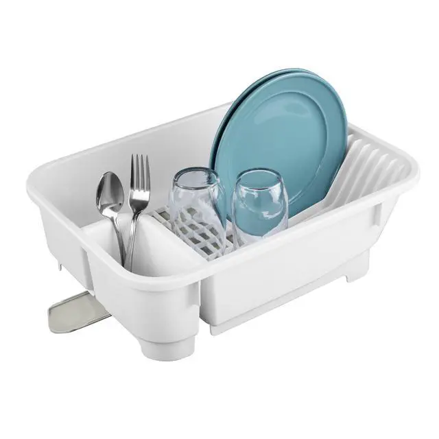 Alt view image 5 of 7 - Mainstays Kitchen Sink Organizer Set with Self-Draining Caddy, Soap Dispenser, Sponge Holder and Retractable Spout for Sink Storage, White