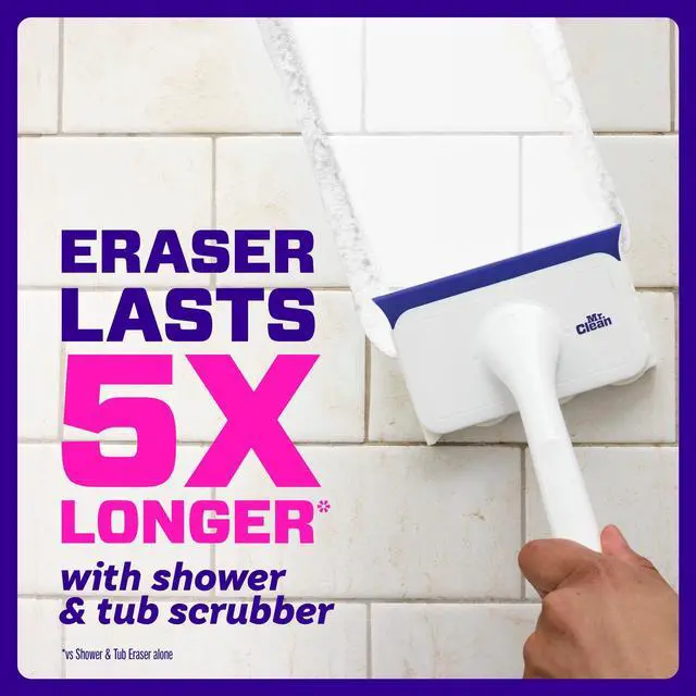 Main image of Mr. Clean Shower & Tub Scrubber, Starter Kit, 1 Scrubber & 2 Erasers