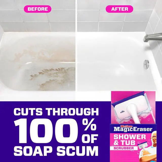 Alt view image 4 of 6 - Mr. Clean Shower & Tub Scrubber, Starter Kit, 1 Scrubber & 2 Erasers
