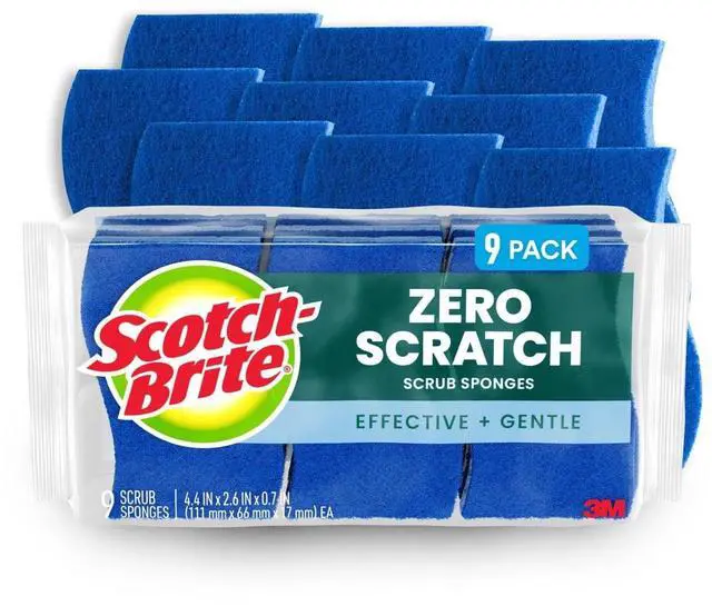 Main image of Scotch-Brite Zero Scratch, Non-Scratch, Cleaning Scrub Sponges, 9 Dish Sponges
