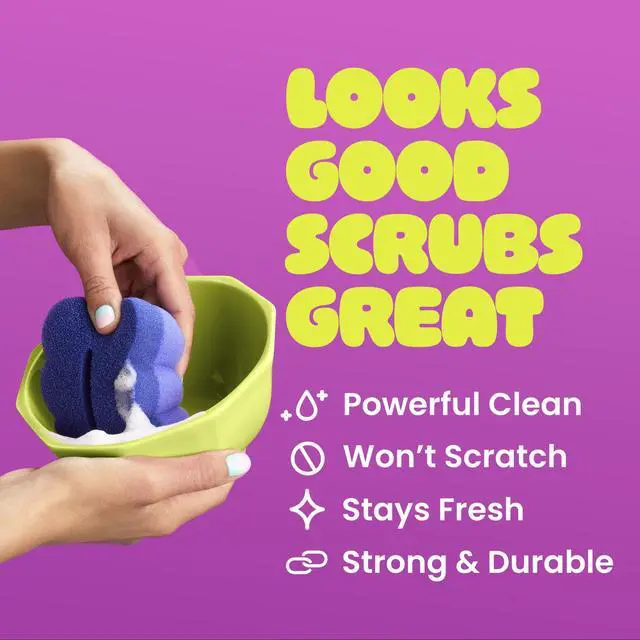 Alt view image 6 of 6 - Brite by Scotch-Brite Scrub & Wipe with Drain + Dry Stand, Kitchen Sponge for Washing Dishes, 1 Scrub Sponge