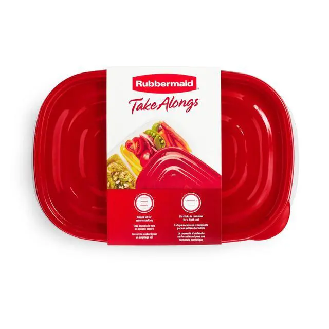 Alt view image 5 of 7 - (2 pack) Rubbermaid Take alongs Divided Rectangular Food Storage Containers, 3.7 Cup, 3-Pack