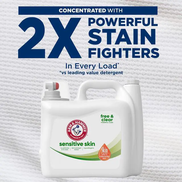 Alt view image 2 of 6 - ARM & HAMMER Sensitive Skin Free & Clear Liquid Laundry Detergent Soap, 170 fl oz, 170 Loads