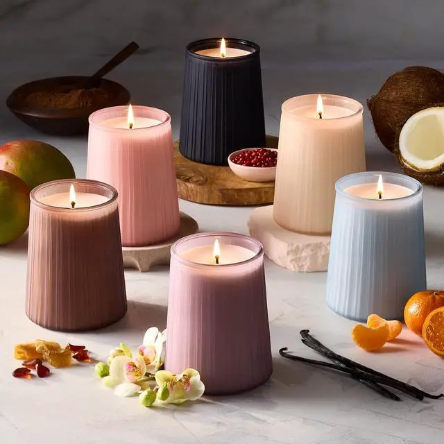 Alt view image 6 of 7 - Better Homes and Gardens 16.1 oz. Juicy Mandarin Nectar Scented Ribbed Jar Candle